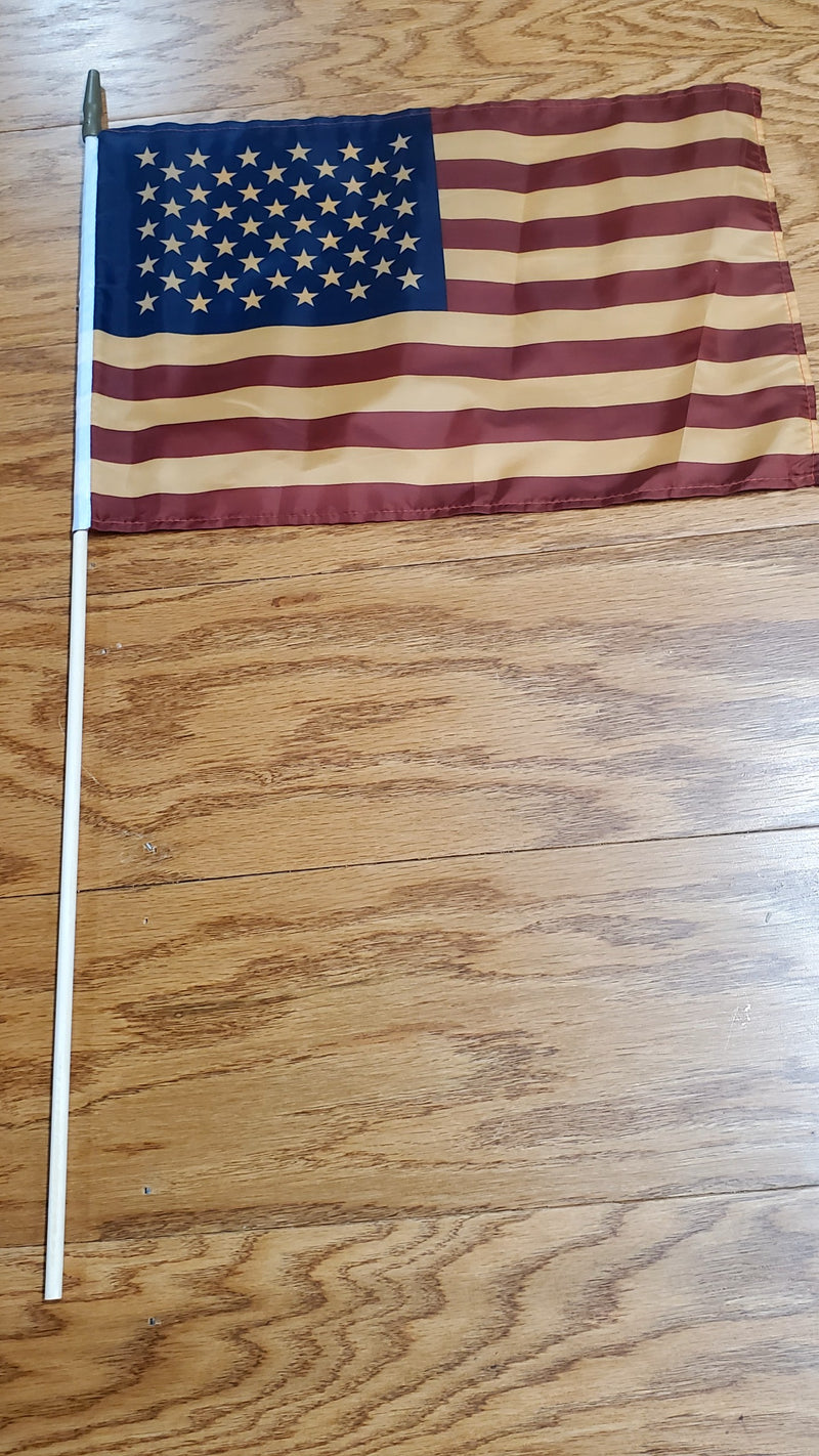 USA American Vintage 12"x18" Stick Flag Rough Tex® with Wooden Staff