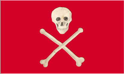 Crimson Jolly Roger Pirate 3'X5' Flag ROUGH TEX® 100D Historic Skull & Bones Blood Red