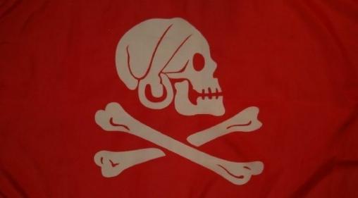 Bloody Red Every Pirate Jolly Roger 12"x18" Double Sided Flag With Grommets ROUGH TEX® Knit Nylon