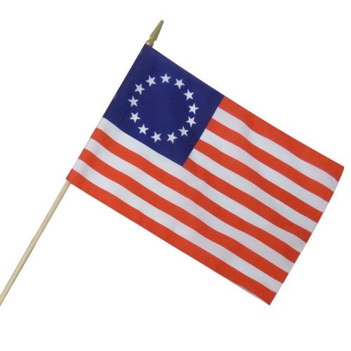 Betsy Ross Back to School Special Sale 12x18 Inches Stick Flags 24" Wood Staff