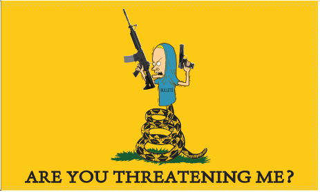 Are You Threatening Me 3'X5' Flag ROUGH TEX® 100D Gadsden Beavis