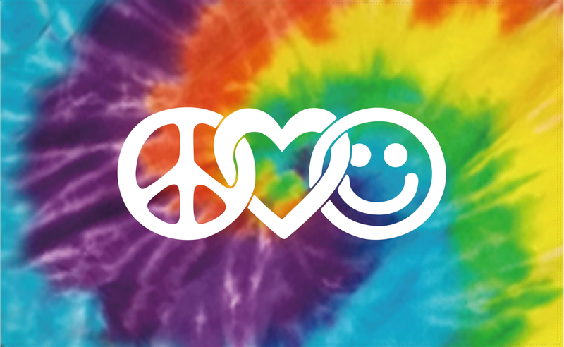 Tie Dye Rainbow Peace Love Happy 3'X5' Flag ROUGH TEX® 100D
