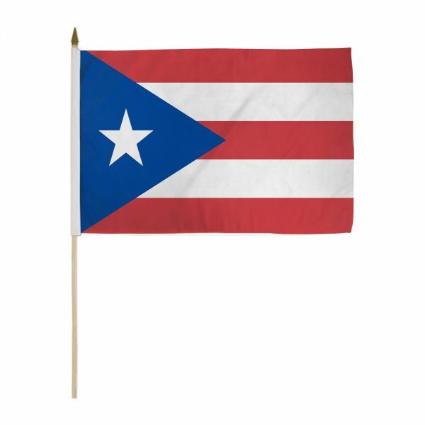 Puerto Rican Wood Stick Flags 12"x18" 12 Pack