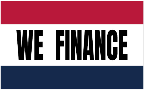 We Finance Red White & Blue 12"x18" Car Flag ROUGH TEX® Knit Double Sided