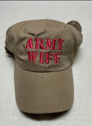 ARMY WIFE Red & Khaki Embroidered Cap