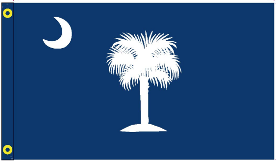South Carolina 3'x5' Flag ROUGH TEX® 100D with Sleeve Grommets & Gold Fringe