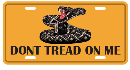 Don't Tread On Me Rattlesnake Embossed License Plate Gadsden Strike USA Auto Tag