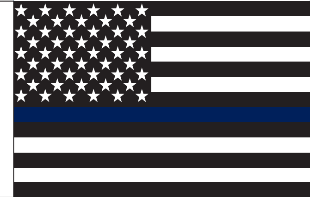 US Police Memorial Black Header 12"x18" Double Sided Flag With Grommets ROUGH TEX® Knit Nylon