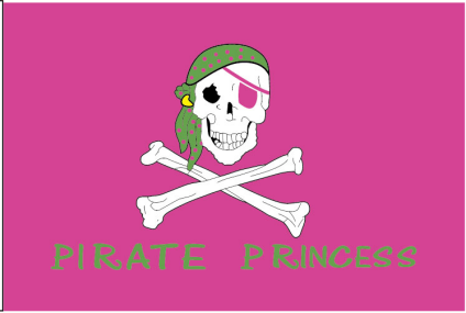 Jolly Roger Pirate Princess 12"x18" Flag ROUGH TEX® 100D With Grommets