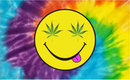 Smiley Tie Dye Weed Marijuana Leaves 3'X5' Flag ROUGH TEX® 100D Happy Stoner