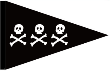 Chris Condit Pirate Pennant Vintage 24"x36" Flag Rough Tex® 100D Skull & Bones Jolly Roger