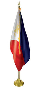 Philippines Indoor Flagpole Kit Gold Fringe Flag Tassel Rope Base Spear
