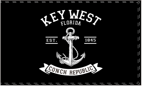 Key West Black 3'X5' Flag ROUGH TEX® 100D Conch Republic Anchor