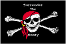Jolly Roger Surrender The Booty 12"x18" Stick Flag ROUGH TEX® 100D 30" Wooden Stick