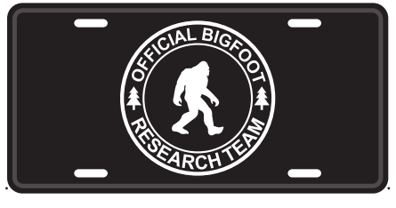 Official Bigfoot Research Team Embossed License Plate Sasquatch Blackout Big Foot Auto Tag