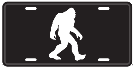 Bigfoot Embossed License Plate Sasquatch Blackout Auto Tag