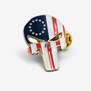 Betsy Ross Punisher Skull Cloisonne Lapel Pin | 1776 Patriotic | 2-Pack, Dozen & Bulk