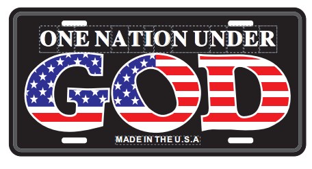 One Nation Under God USA Embossed License Plate Christian American Auto Tags