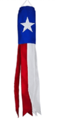 Texas Flag 60" Texas Lone Star Embroidered Windsock 300D Nylon