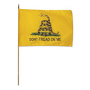 Gadsden 2x3 feet stick flags mounted on wooden flag poles 48 inches Don't Tread on Me
