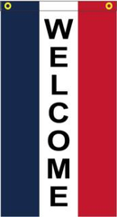 Welcome Red White Blue 3'x2' Banner ROUGH TEX® 100D with Sleeve & Grommets