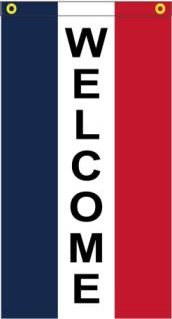 Welcome Red White Blue 3'x2' Banner ROUGH TEX® 100D with Sleeve & Grommets