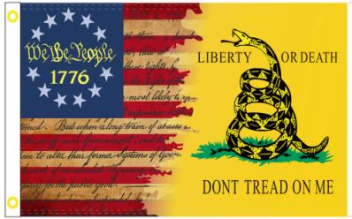 Liberty Or Death 1776 Betsy Ross Gadsden 3'X5' Flag ROUGH TEX® 100D