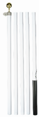 18/20' Feet White Steel Flagpole Sectional Home Kit Case of Three Pack