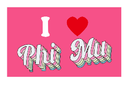 I Heart Love Phi Mu Pink 3'X5' Flag ROUGH TEX® 68D