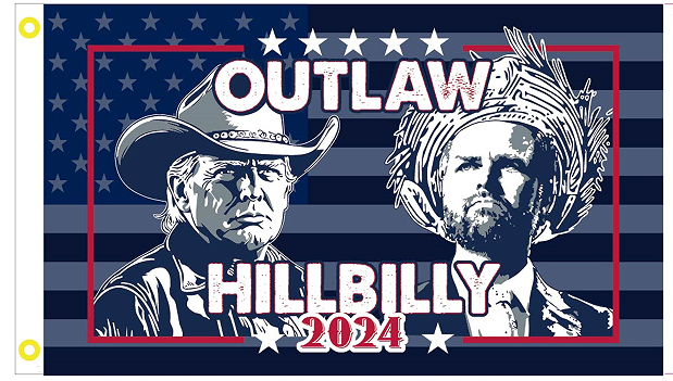 Trump Vance Outlaw Hillbilly Blue USA 2024 3'X5' Flag ROUGH TEX® 100D American Heritage