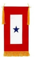 Service Star 1 Blue Star 12"x18" Banner ROUGH TEX® with Gold Fringe