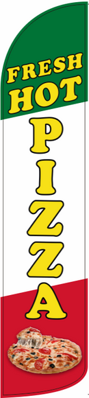 Fresh Hot Pizza 11.5'x2.5' Windless Full Sleeve Swooper Flag Rough Tex® Knit Feather