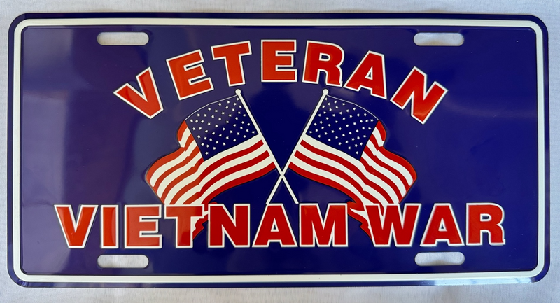 Veteran Vietnam War USA Blue Embossed License Plate Aluminum