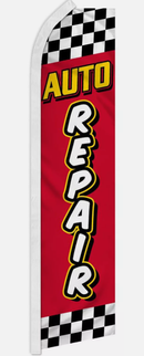 Auto Repair Red 11.5'x2.5' Windless Full Sleeve Swooper Flag Rough Tex® Knit Feather