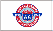 USA Celebrates 100th Centennial 1926 2026 Route 66 12"x18" Car Flags ROUGH TEX® Knit Double Sided American US Rt. 66 Collectible Items