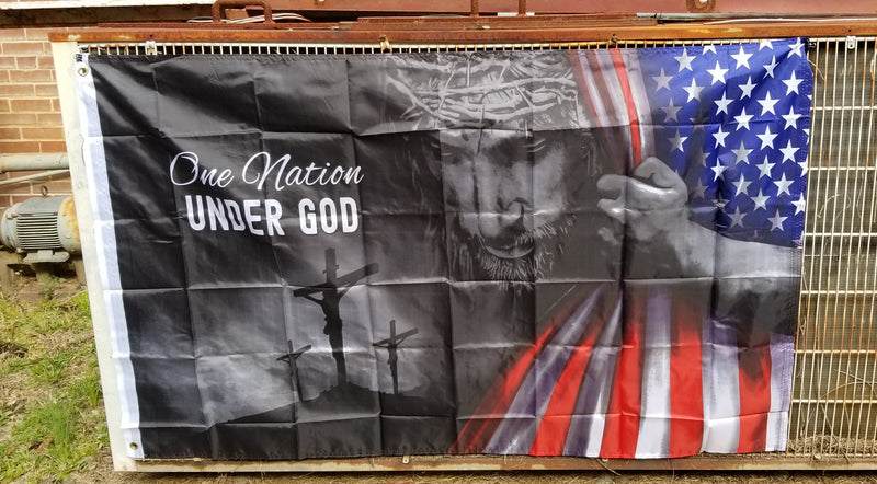 One Nation Under God Jesus USA 3'x5' Flag ROUGH TEX® 100D American Christian & Catholic Reveal