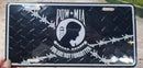 POW MIA You Are Not Forgotten Barbed Wire Embossed American Aluminum Military License Plate Car Tag Diamond Cut