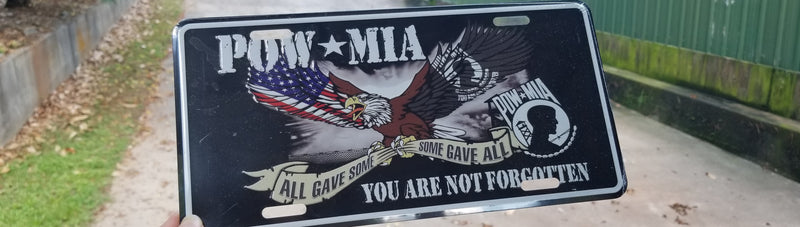 POW MIA You Are No Forgotten Eagle USA American Embossed License Plate Car Tag