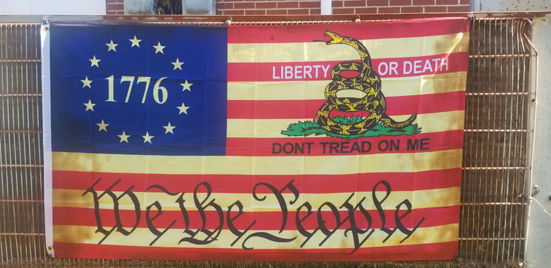 Dont Tread on Me Liberty or Death Betsy Ross 1776 We the People 3'X5' Flag ROUGH TEX® American Patriot Gadsden 100D