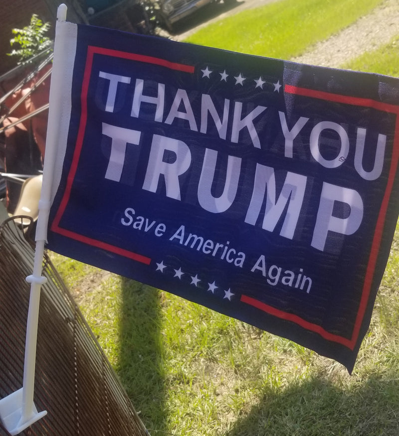Thank You President Trump 2024 Save America Again Car Flag 12x18 double sided knit