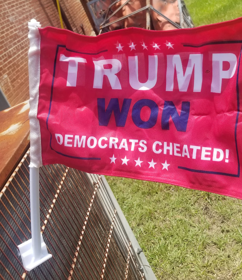 Trump Won Democrats Cheated  12''X18'' Double Sided Car Flag 2024 Flags