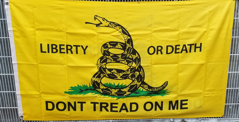 Liberty or Death Gadsden Gold Original Double Sided 3'X5' Rough Tex® Flag 100D Don Tread on Me