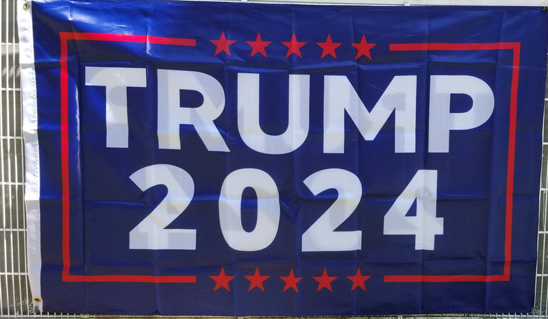 TRUMP 2024 Five Stars 45th President Red Star Blue Flag 3X5 ROUGH TEX 150D Nylon double sided banner