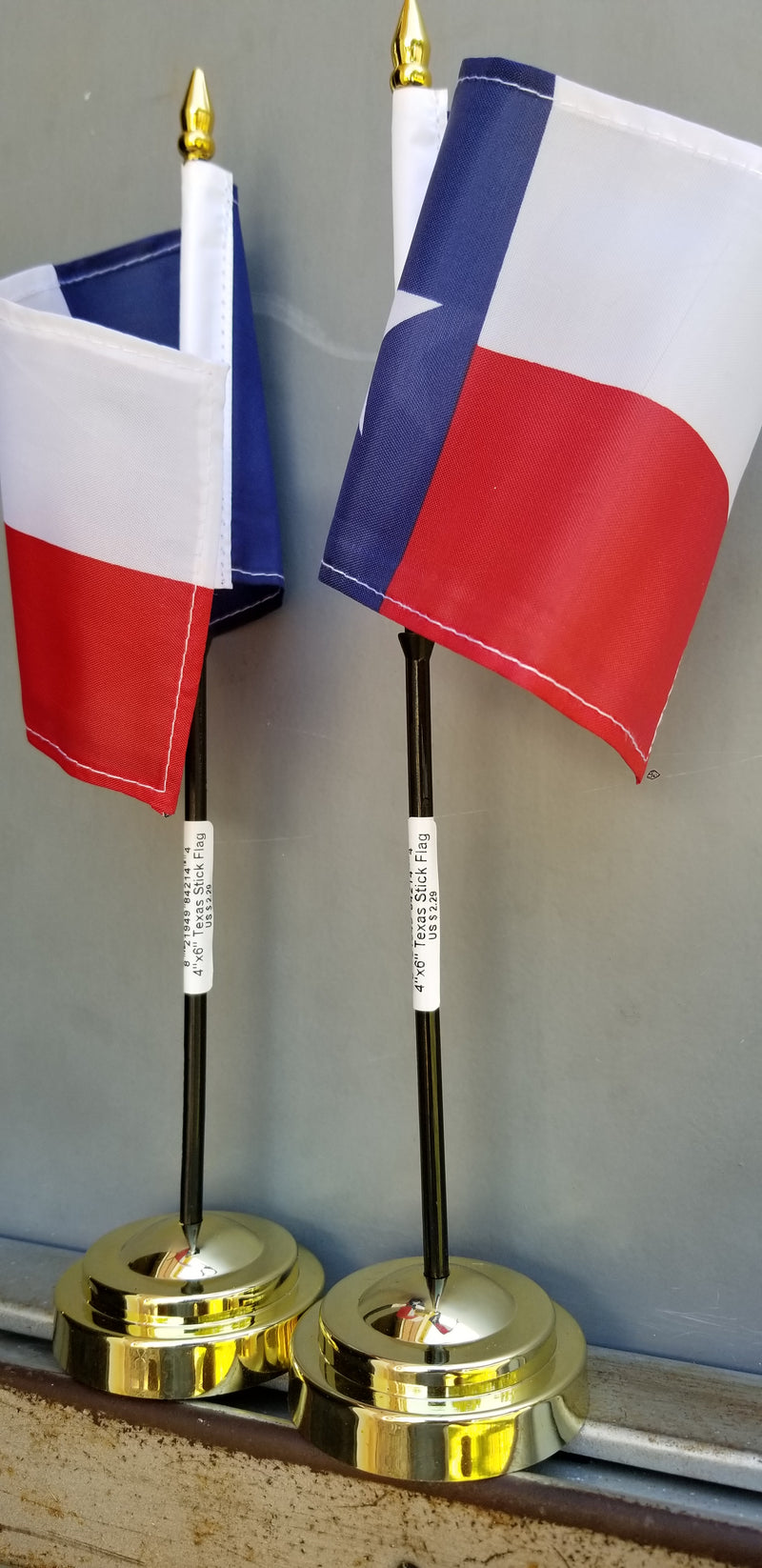 Texas 4"x6" Stick Flags Texas 4x6 Inch Desk Set Flag Pre Priced for Retail Sales, Bases Sold Separately