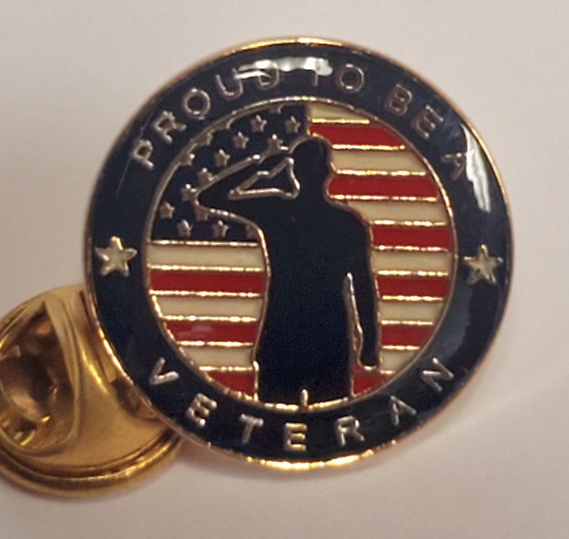 Proud To Be A Veteran Round Lapel Pin