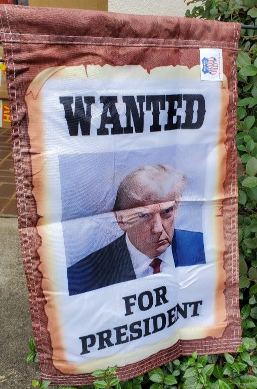 Wanted For President Trump Official Mugshot 12"x18" 100D ROUGH TEX® Double Sided Garden Flag Mug Shot Official