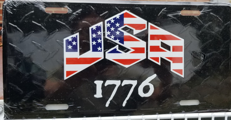 USA 1776 Diamond Embossed License Plate