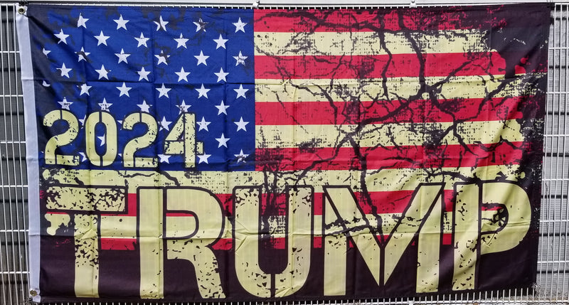 Trump Flag 3'X5' 100D 2024 Trump USA Vintage Background Single Sided