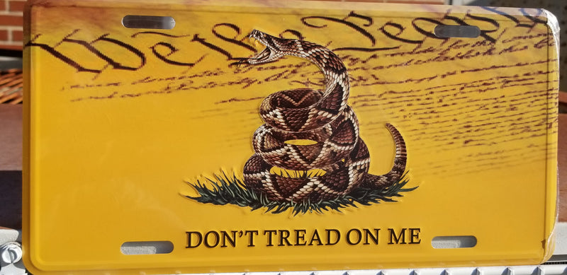 Gadsden Automobile Tag Live Rattle Snake We The People Embossed License Plate Don't Tread on Me