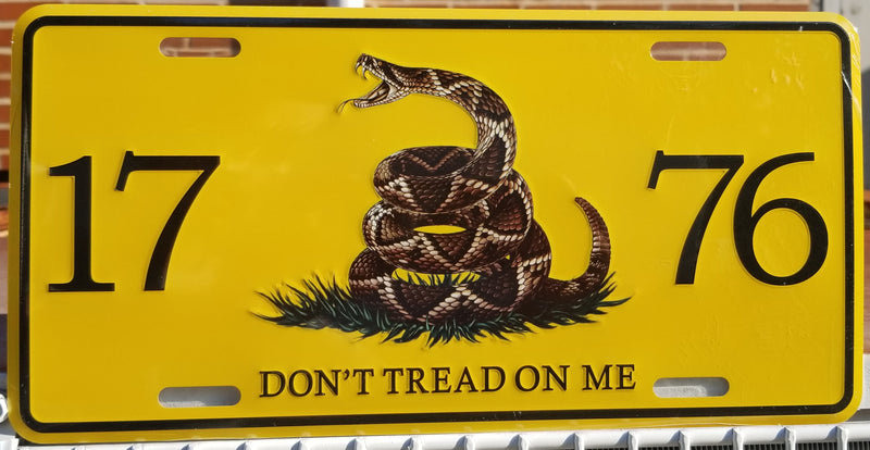 Gadsden Live Rattle Snake 1776 Embossed License Plate